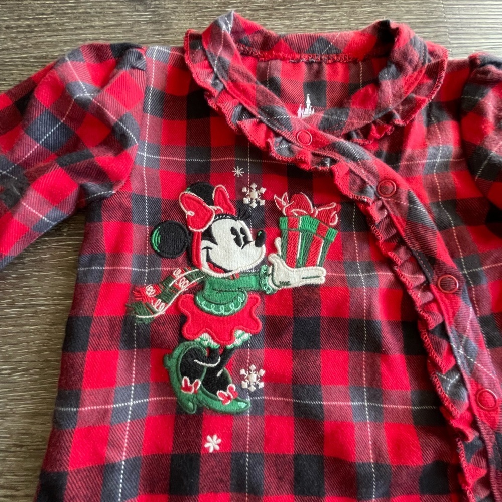 Disney Red and Black Plaid Kids Footie - Picture 2 of 5